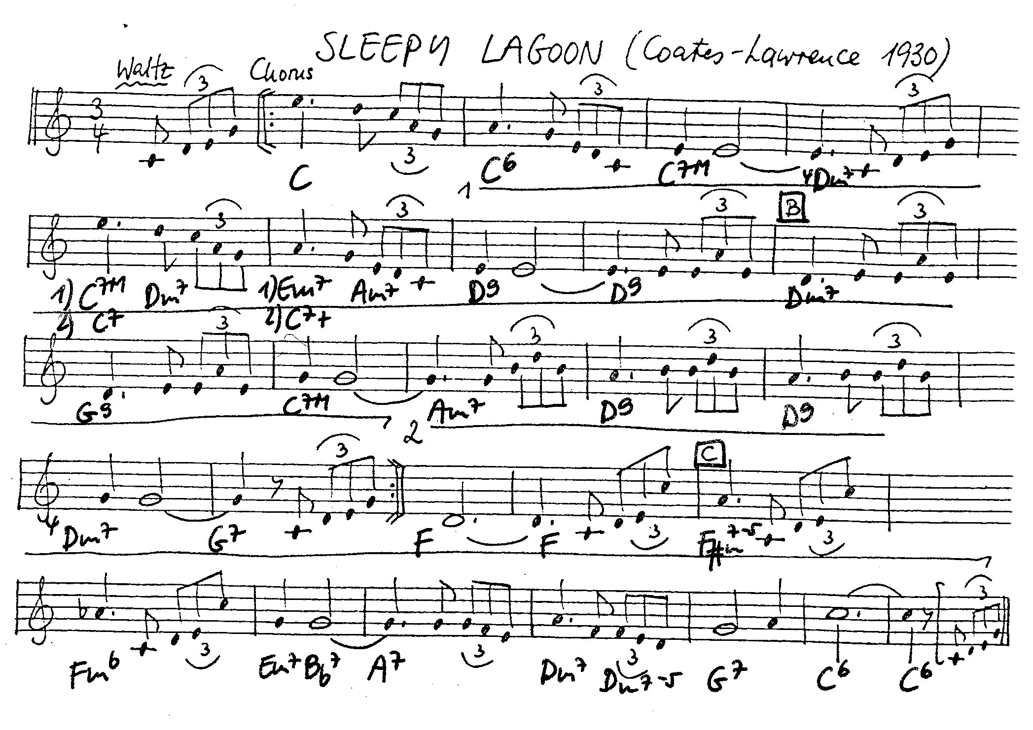 sleepy lagoon leadsheet – book us for your next 20s or gatsby event